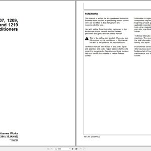 John Deere Mower-Conditioners 1207 1209 1217 1219 Technical Manual TM1284 01.2002