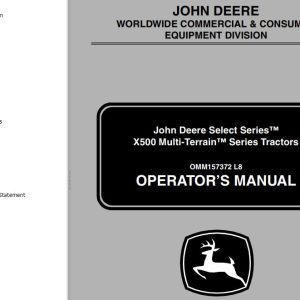 John Deere Multi-Terrain Tractor X500 Operator's Manual
