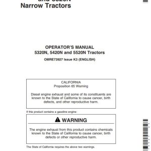 John Deere Narrow Tractors 5320N 5420N 5520N Operator's Manual