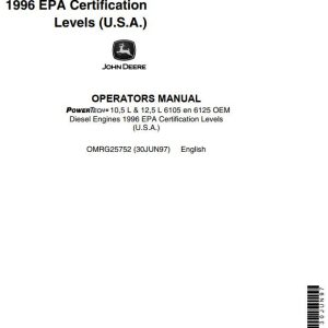 John Deere OEM Diesel Engines 10,5L 12,5L Operators Manual EN DK