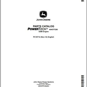 John Deere OEM Engine PowerTech 4045TF290 Parts Catalog PC10714