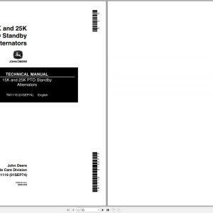 John Deere PTO Standby Alternators 15K 25K Technical Manual TM1119