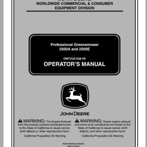 John Deere Professional Greensmower 2500A 2500E Operator's Manual OMTCU21258 H5 2005