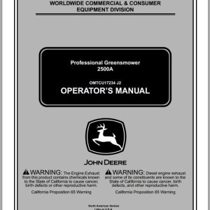 John Deere Professional Greensmower 2500A Operator's Manual OMTCU17234 J2 2003