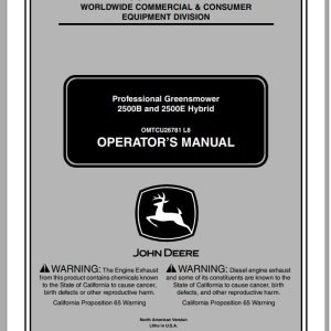 John Deere Professional Greensmower 2500B 2500E Hybrid SN 030001 Operator's Manual 2009