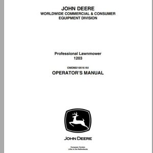 John Deere Professional Lawnmower 1203 Operator's Manual OMDMU210516 K4