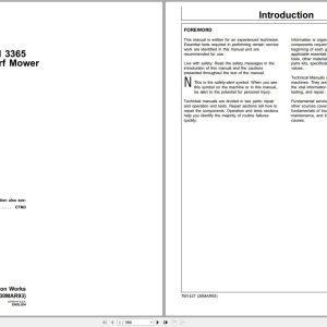 John Deere Professional Turf Mower 3325 3365 Technical Manual TM1427