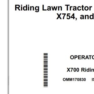 John Deere Riding Lawn Tractor X750 X754 X758 Operator's Manual