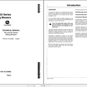 John Deere Riding Mowers RX SX Series Technical Manual TM1391