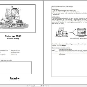 John Deere Robering 1203 DM1203X120060 Parts Catalog 04.2003
