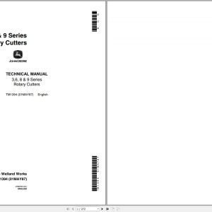 John Deere Rotary Cutters 3 6 8 9 Series Technical Manual TM1394