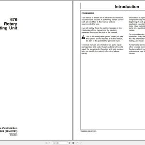 John Deere Rotary Harvesting Unit 676 Technical Manual TM4528 11.2001
