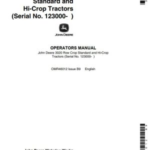 John Deere Row Crop Standard and Hi-Crop Tractors 3020 Operators Manual