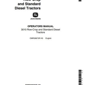 John Deere Row-Crop and Standard Diesel Tractors 3010 Operators Manual