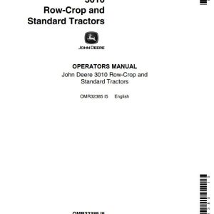 John Deere Row-Crop and Standard Tractors 3010 Operators Manual