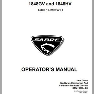 John Deere Sabre Lawn Tractors 1842GV 1848GV 1842HV 1848HV Operator's Manual OMM135884 D8