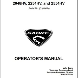 John Deere Sabre Lawn Tractors 2048HV 2254HV 2554HV SN 010001 Operator's Manual OMM136080 D8