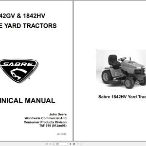 John Deere Sabre Yard Tractors 1842GV 1842HV Technical Manual TM1740