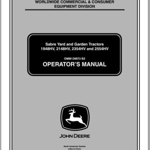 John Deere Sabre Yard Tractors 1948HV 2148HV 2354HV 2554HV Operator's Manual OMM139973 B2 2002