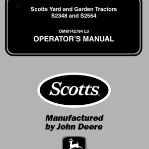 John Deere Scotts Yard And Garden Tractor S2348 S2554 Operator's Manual