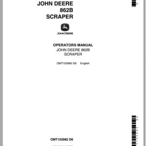 John Deere Scraper 862B Operator's Manual OMT103982 D6