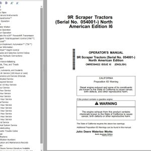 John Deere Scraper Tractor 9R Operator's Manual