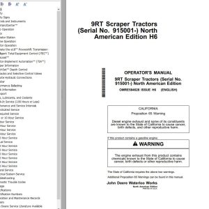 John Deere Scraper Tractor 9RT Operator's Manual