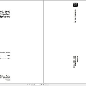 John Deere Self-Propelled Sprayers 6100 6500 6600 Technical Manual TM1511