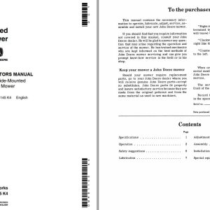 John Deere Side-Mounted Mower 10 Operators Manual