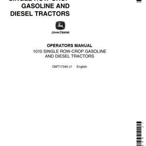 John Deere Single Row-Crop Gasoline and Diesel Tractor 1010 Operators Manual