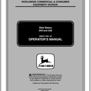 John Deere Skid Steers 240 250 Operator's Manual OMKV11661 J0 2000