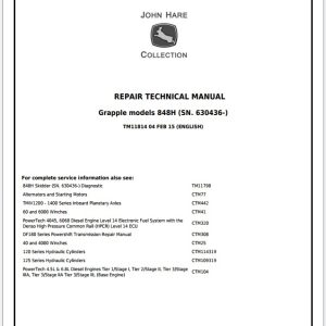 John Deere Skidder 848H Repair Technical Manual TM11814