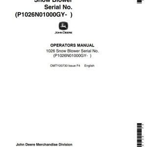 John Deere Snow Blower 1026 Operators Manual EN FR