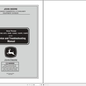 John Deere Snow Thrower 726E - 1338E Service and Troubleshooting Manual