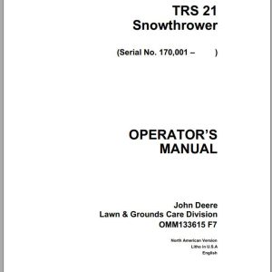 John Deere Snowthrower TRS21 Operator's Manual OMM133615 F7
