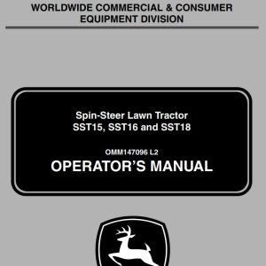 John Deere Spin-Steer Lawn Tractor SST15 SST16 SST18 Operator's Manual