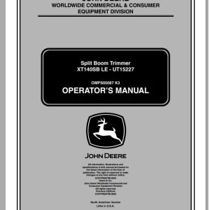 John Deere Split Boom Trimmer XT140SB LE UT15227 Operator's Manual OMPS05087 K3 2003