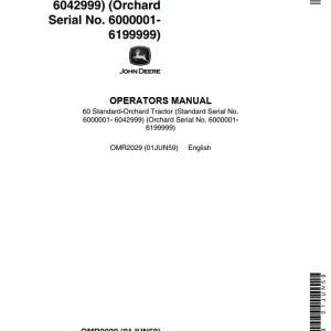John Deere Standard-Orchard Tractor 60 Operators Manual