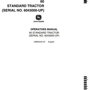 John Deere Standard Tractor 60 Operators Manual