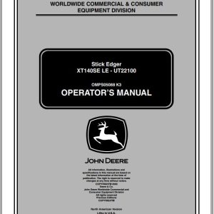John Deere Stick Edger XT140SE LE UT22100 Operator's Manual OMPS05088 K3 2003
