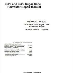 John Deere Sugar Cane Havester 3520 3522 Repair Manual