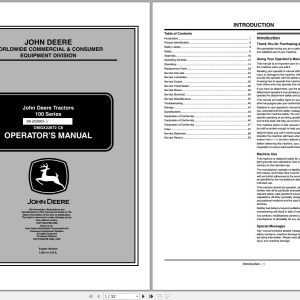 John Deere Tractor 100 Series Operator's Manual