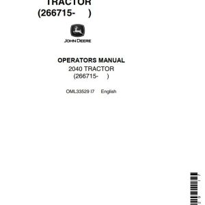 John Deere Tractor 2040 Operators Manual