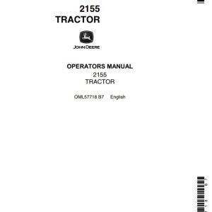 John Deere Tractor 2155 Operators Manual