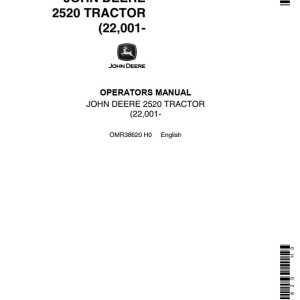 John Deere Tractor 2520 Operators Manual