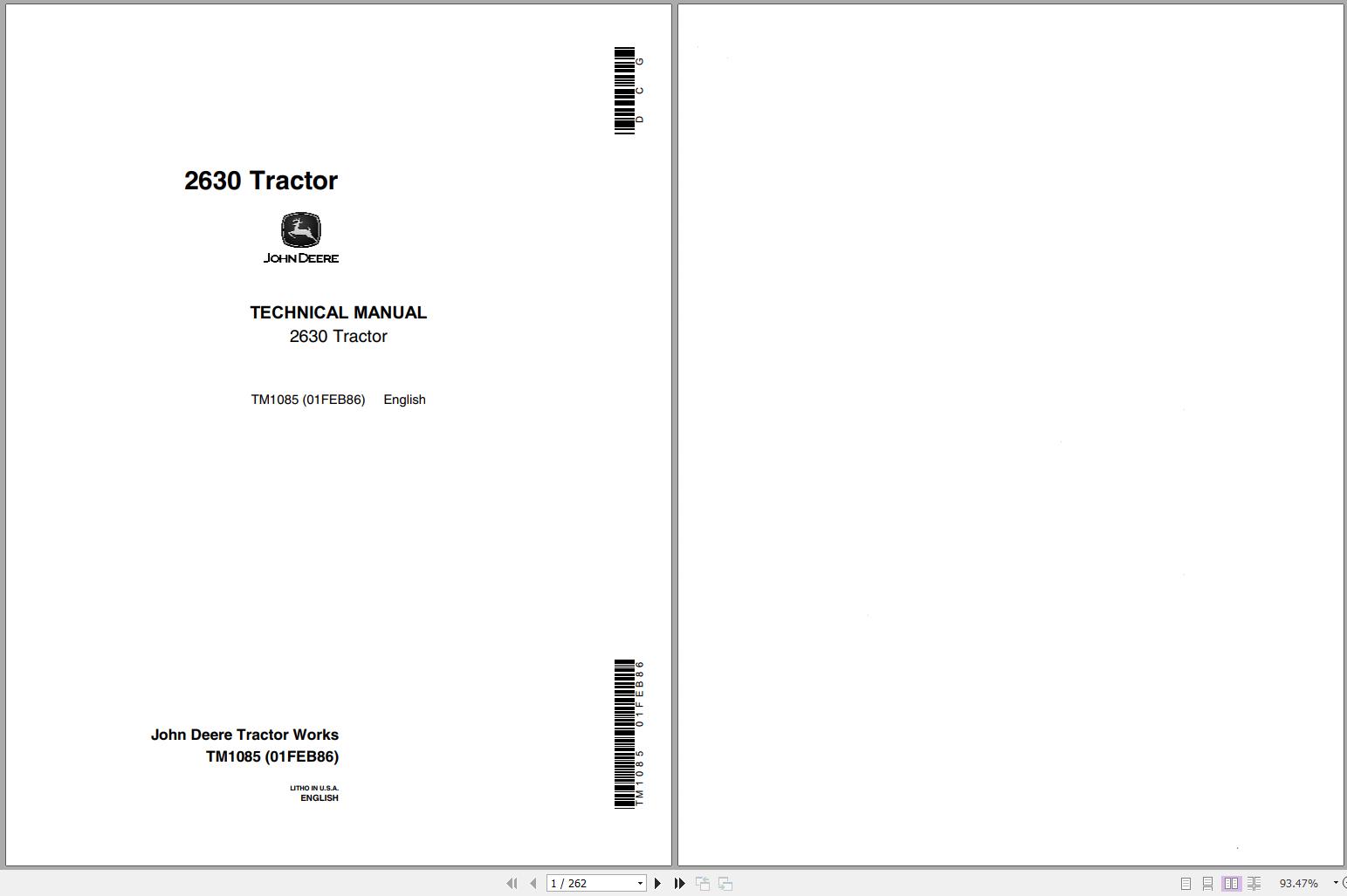 John Deere Tractor 2630 Technical Manual TM1085