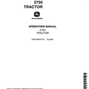 John Deere Tractor 2750 Operators Manual