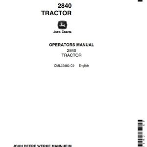 John Deere Tractor 2840 Operators Manual