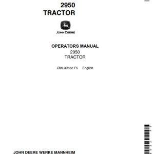 John Deere Tractor 2950 Operators Manual