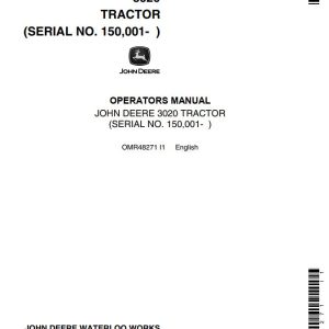 John Deere Tractor 3020 Operators Manual